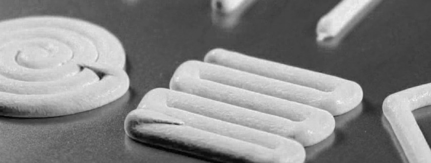 3D-gedruckte Struktur des THERM-A-GAP™ GEL 75VT – reworkbares, dispensierbares Silikon-Wärmeleitgel für vibrationsstabile Anwendungen